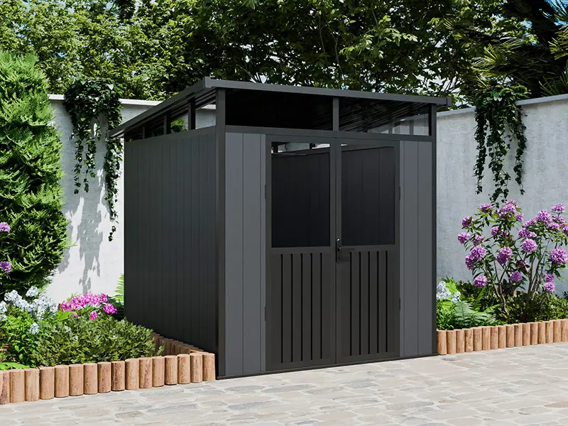 MiniStar WPC Outdoor Storage Shed with Lockable Door
